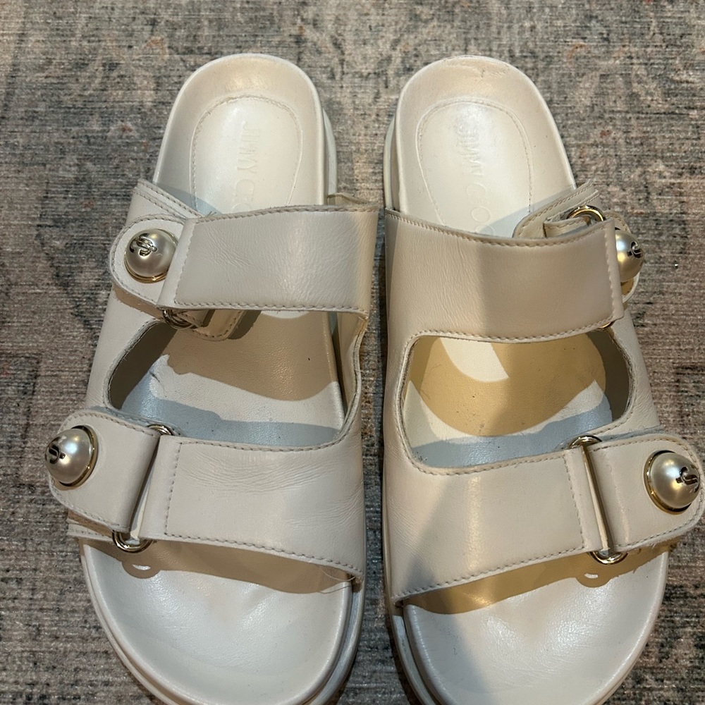 Beautiful Jimmy Choo Women's Fayence Cream Slide Sandals